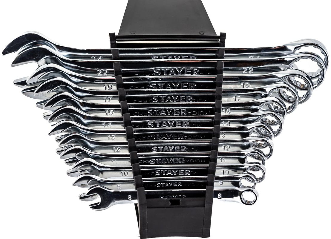 Набор ключей гаечных комбинированных 8-24 мм Hercules Professional Stayer 27085-H12, 12 шт - фото