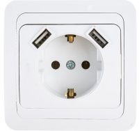 Розетка одинарная СУ +2 USB Classico IN HOME 2047