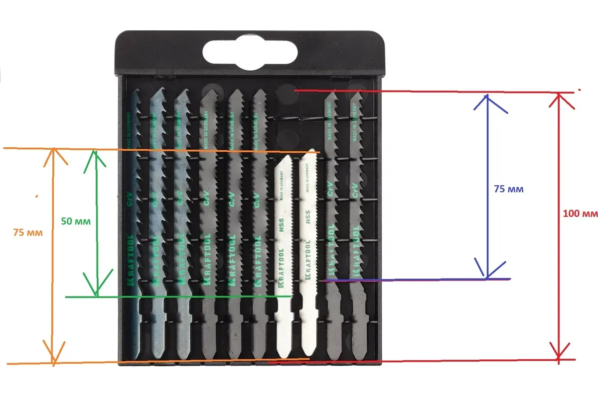 Набор полотен по дереву и металлу для электролобзика HSS/CrV Kraftool 159590-H10, 10 шт - фото