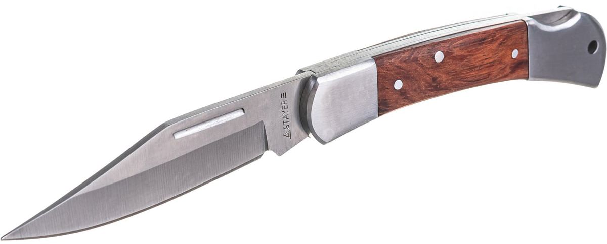 Нож складной 82 мм с деревянными вставками Stayer 47620-1 - фото