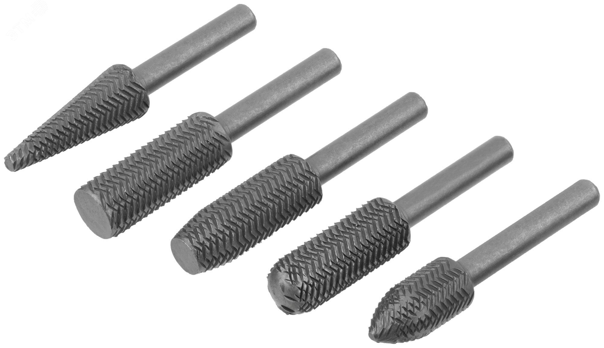 Набор шарошек для фигурных отверстий по металлу FIT 36475, 5 шт - фото