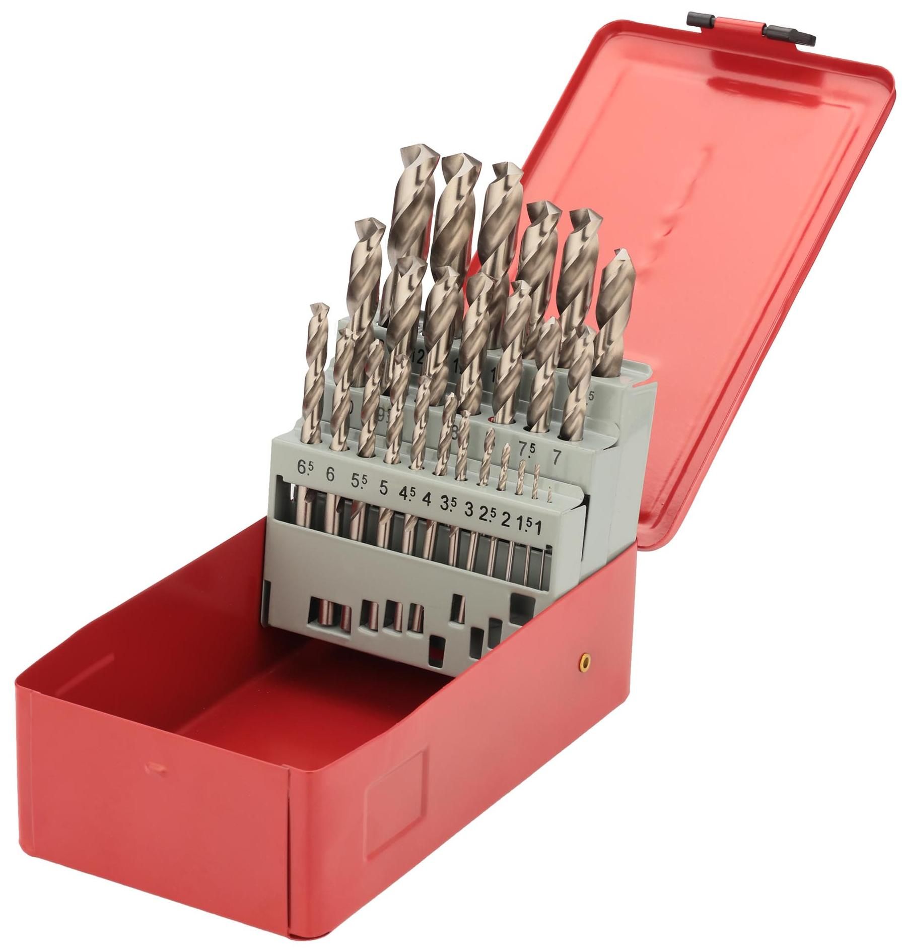 Изображение товара Набор сверл по металлу H-Tools 214215HT 25 шт от 1 до 13 мм с металлическим кейсом