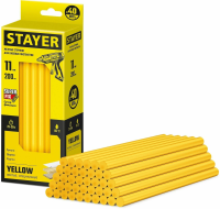 Стержни клеевые 11х200 мм для бумаги/дерева Yellow Stayer Prof 2-06821-Y-S40, желтые, 40 шт