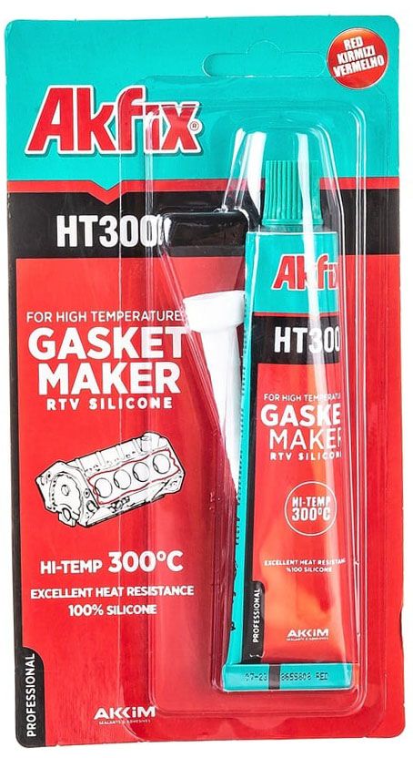Герметик силиконовый термостойкий 50 мл HT300 Akfix SA215, красный - фото