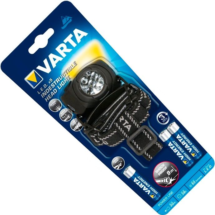 Фонарь налобный светодиодный ударопрочный 3AAA Varta Indestructible Head Light 17730101421М - фото