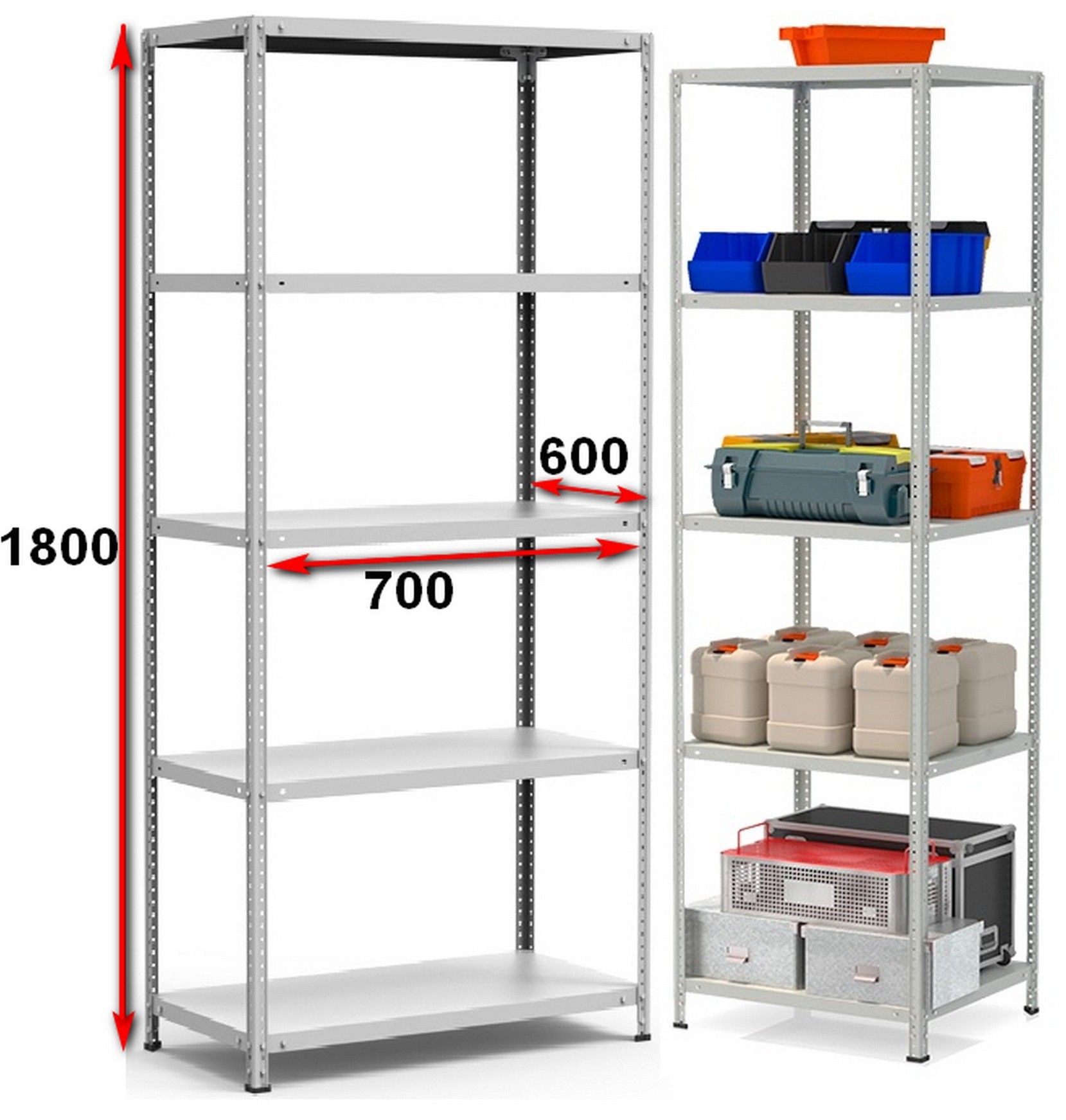 Стеллаж металлический до 150 кг, 5 полок Металл-завод СТФ 765-1,8 1800х700х600 мм - фото