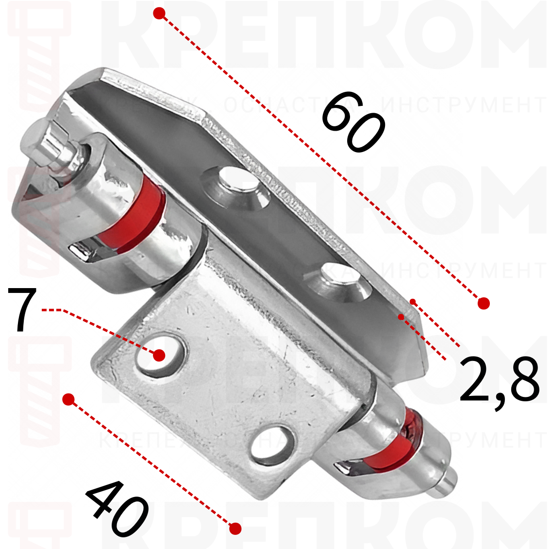 Петля потайная съемная 60 мм L250C-L, левая, нержавеющая сталь А2 - фото