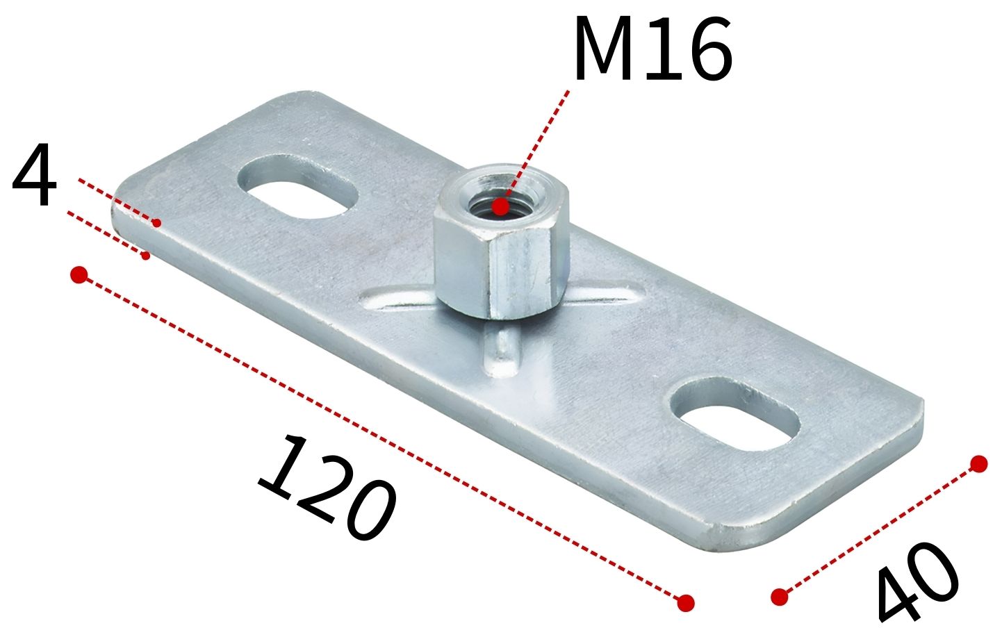 Пластина опорная с гайкой М16 Fischer GPS 504408, оцинкованная сталь - фото