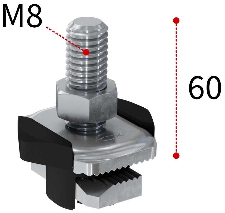 Болт Т-образный для монтажной системы FLS Fischer FHS Clix М8х60 538655, оцинкованная сталь - фото