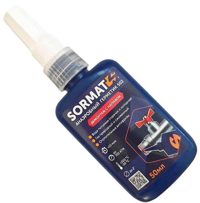 Герметик-фиксатор для трубной резьбы анаэробный 50 мл SORMAT 502 красный - фото