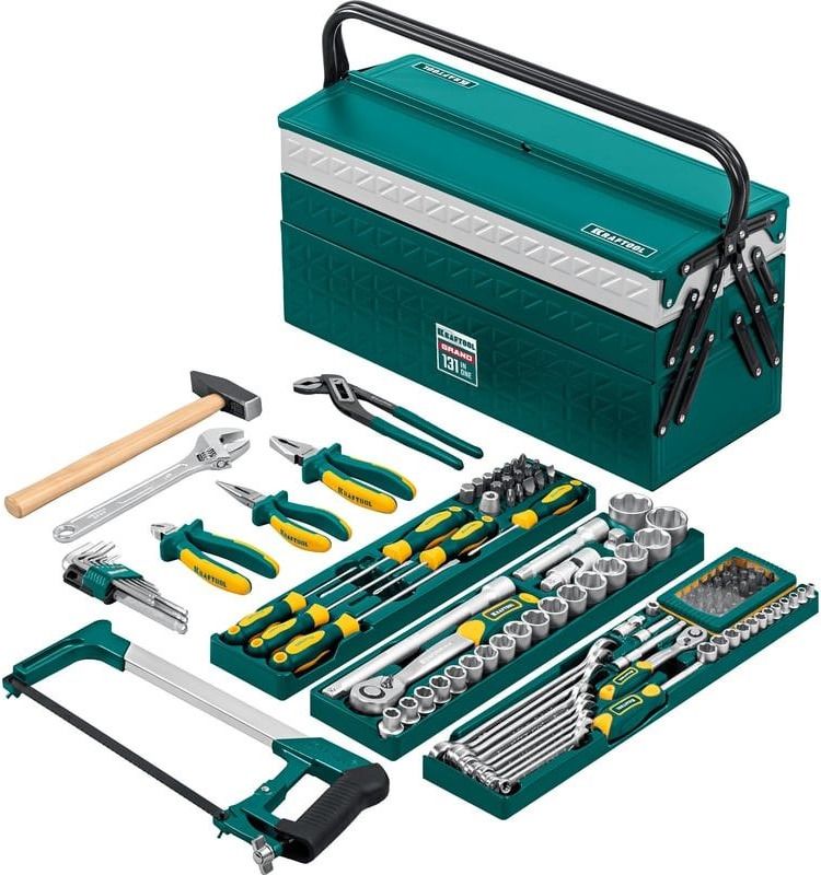 Набор инструмента универсальный 1/2"+1/4" Kraftool Grand-131 27978-H131, 131 предмет - фото