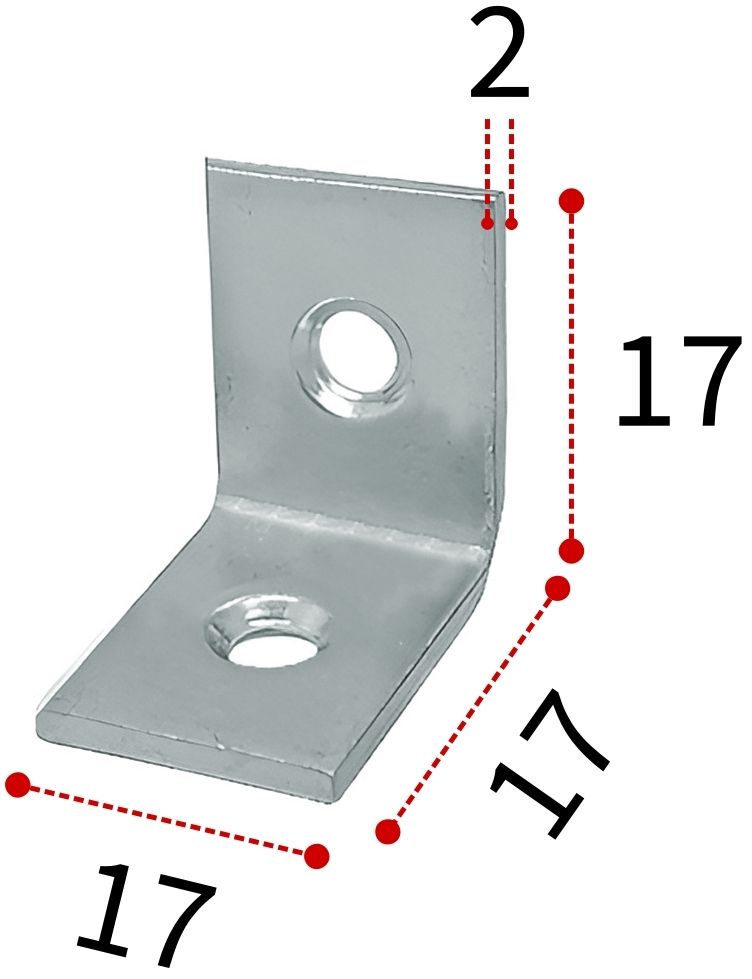 Уголок квадратный бытовой 17х17х17 мм СПК, оцинкованная сталь - фото