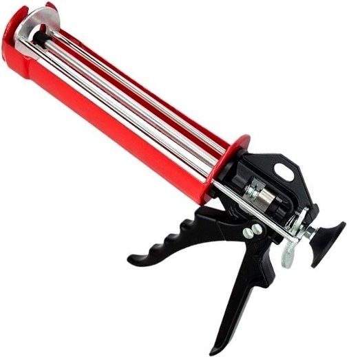 Пистолет скелетный L-GC 410 с тройным штоком для инжекционной массы Stalmax 11157-023, 410 мл - фото