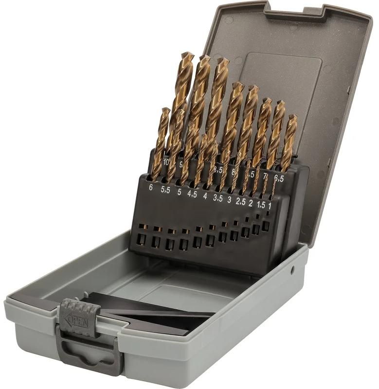 Изображение товара Набор сверл по металлу H-Tools 215214ROHT 19 шт, диаметр 1-10 мм, с углом 135°, материал HSS-Co