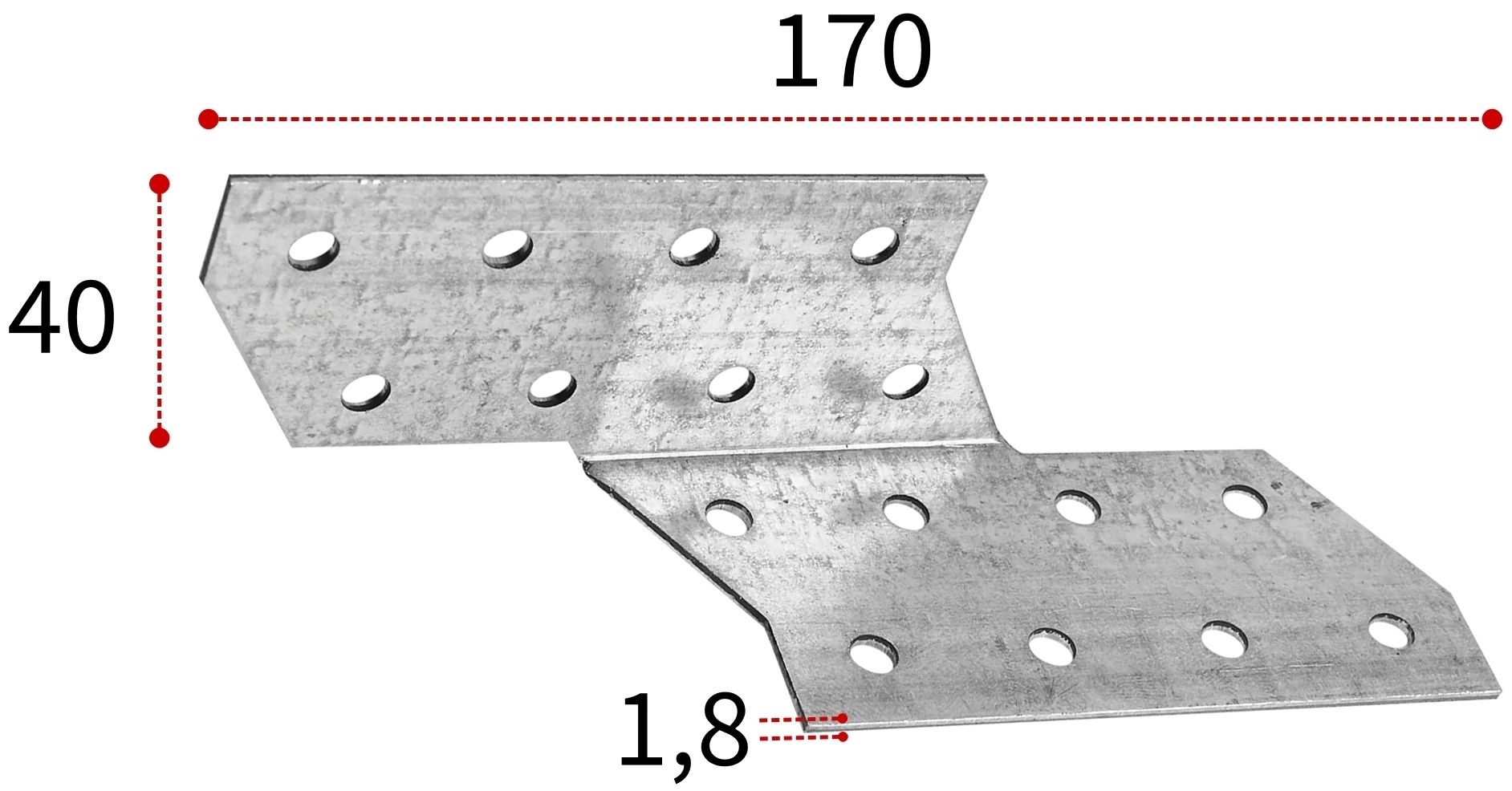 Держатель балки DBЛ левый 170х40х40х1,8 мм, оцинкованная сталь - фото