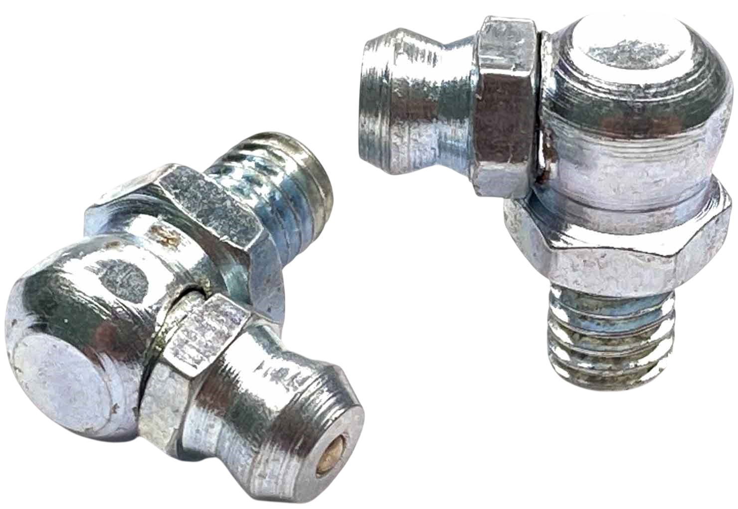 Пресс-масленка дюймовая 1/8"-28 DIN 71412 form C угловая 90°, оцинкованная сталь - фото
