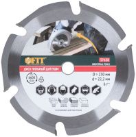 Диск пильный 230/22,2х2,2 мм 6 зубьев с карбидными вставками по дереву FIT 37638