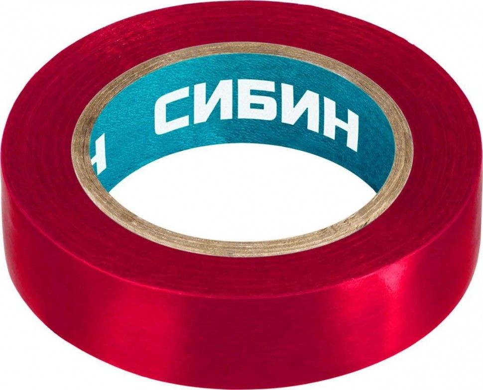 Изолента ПВХ 15 мм х 10 м, 5 000 В СИБИН 1235-3, красная - фото