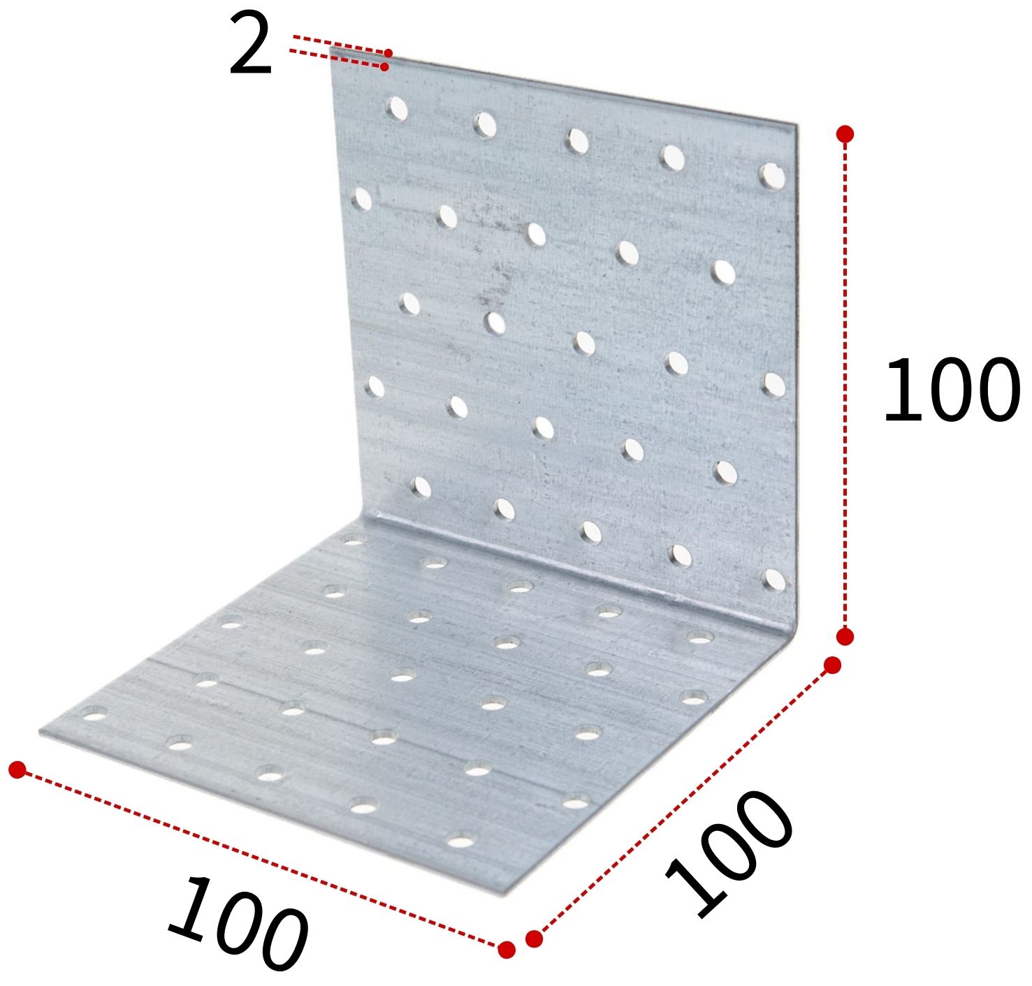 Уголок крепежный 100х100х100 мм, горячий цинк - фото