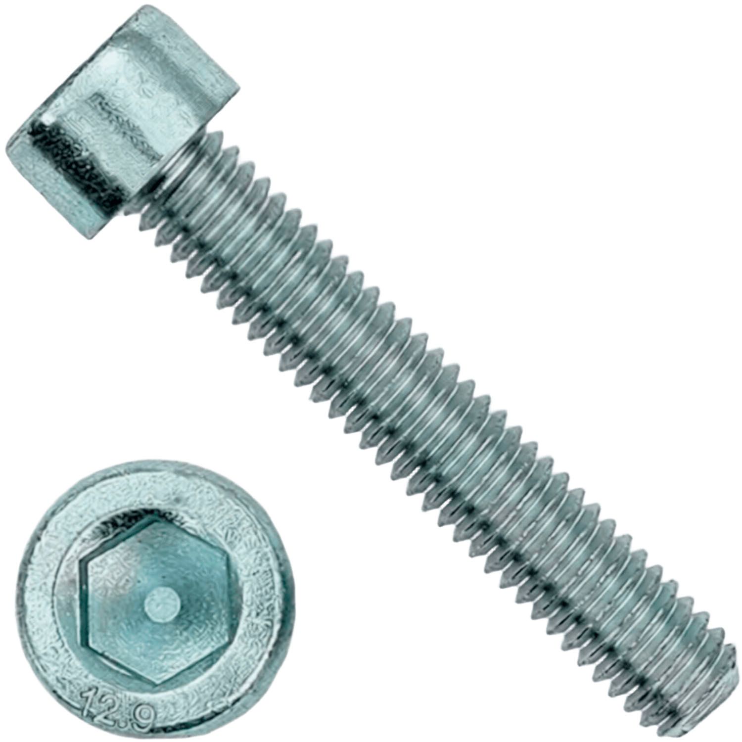 Винт с цилиндрической головкой и внутренним шестигранником М3х10 DIN 912, полная резьба, класс прочности 12.9, оцинкованная сталь - фото