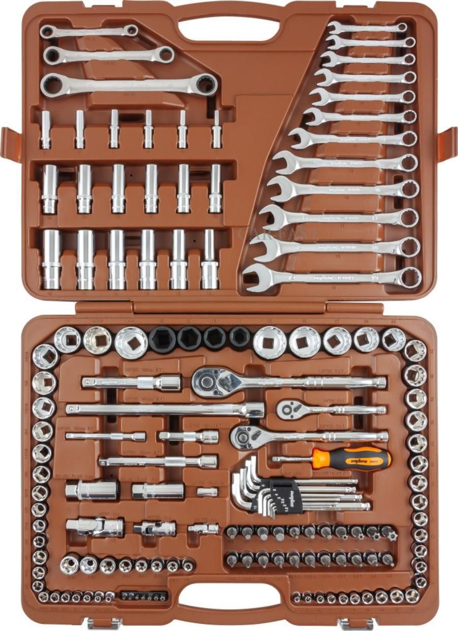 Специальный набор инструмента, торцевые головки 1/4", 3/8", 1/2"DR 4-32 мм и SAE 5/32"-1 1/4", ударные торцевые головки 1/2"DR 17-23 мм, Ombra 911150, 150 шт - фото