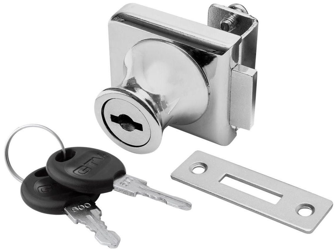 Замок накладной для стеклянных дверей 35,8х50 мм LOCK 805 CR 3468, хромированный - фото