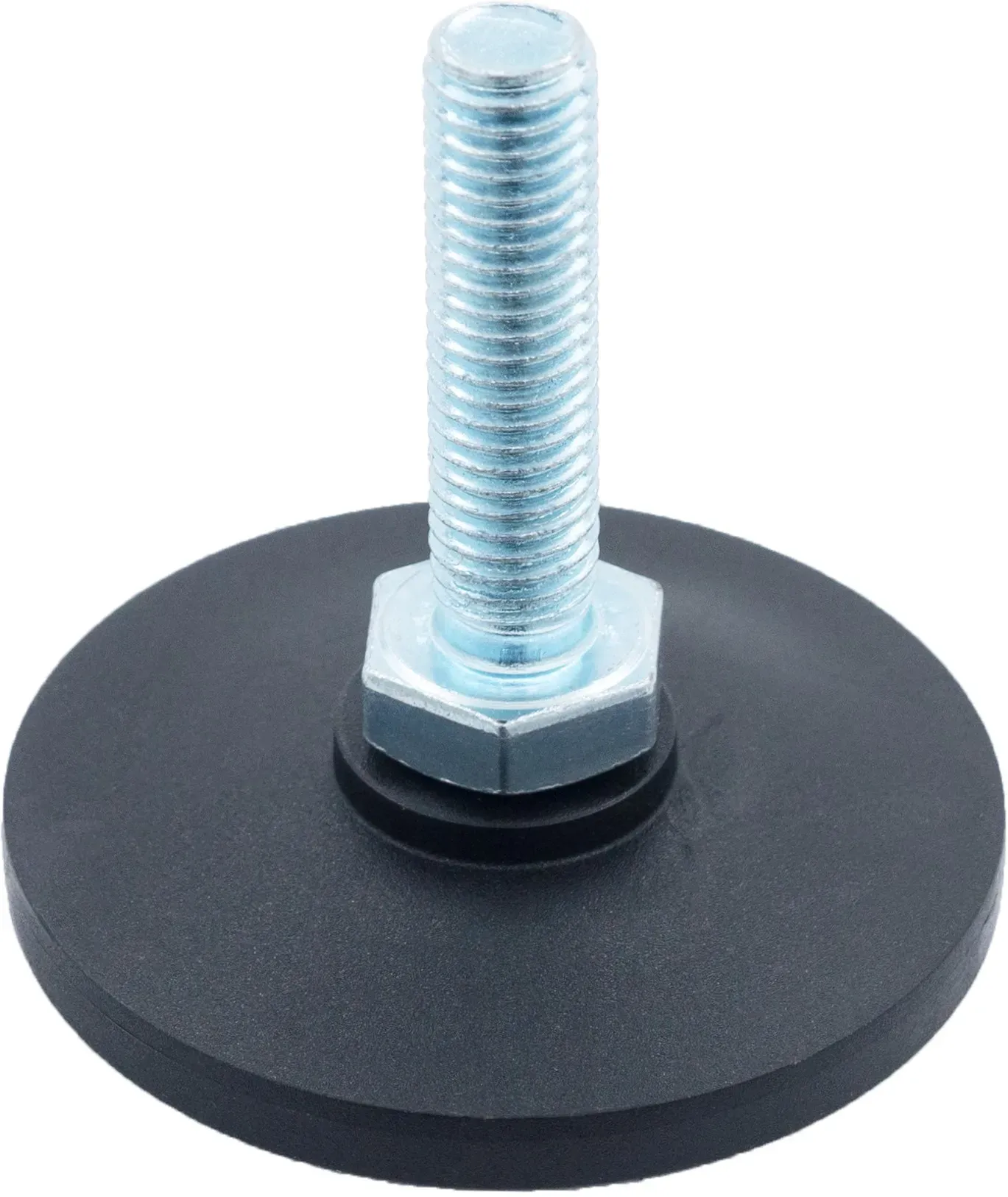 Опора регулируемая с круглым основанием 60 мм и резьбовым стержнем М10х40 60М10-40ЧН, пластик, черная (RAL 9005) - фото