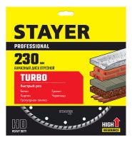 Диск алмазный отрезной по бетону 230 мм Turbo Professional Stayer 3662-230