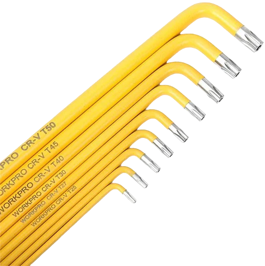 Набор ключей TORX в держателе Т10-Т50 Workpro WP222008, удлиненные, 9 штук - фото