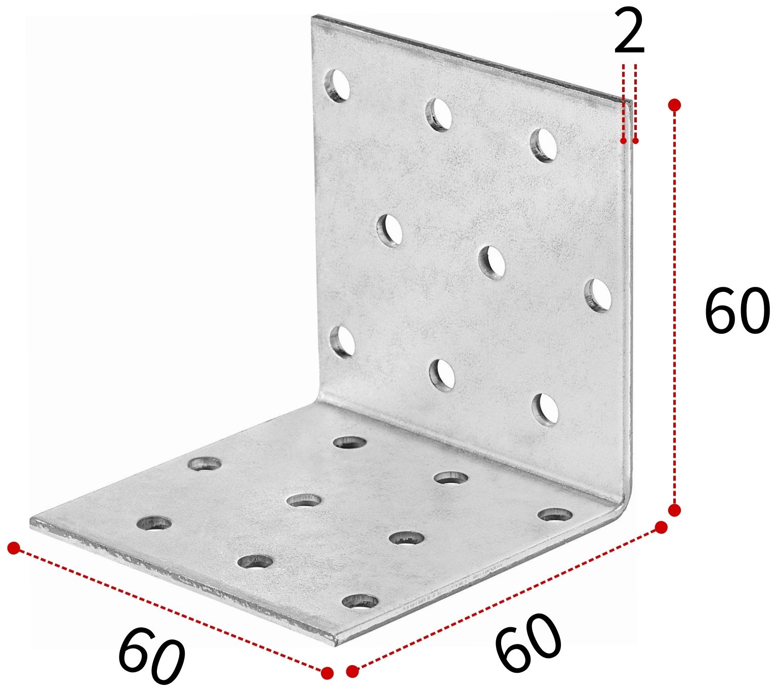 Уголок крепежный 60х60х60 мм, горячий цинк - фото