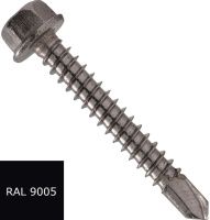 Саморез с прессшайбой и буром 6,3х25 DIN 7504 K, RAL 9005 (чёрный янтарь)