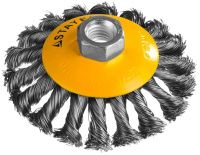 Щетка-крацовка коническая для УШМ 125 мм, жгутированная стальная проволока 0,5 мм Stayer Prof 35135-125