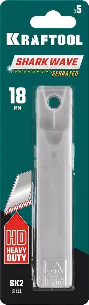 Лезвие сегментированное серрейторное 18 мм Shark Wave Kraftool 09604-18-S5, 5 шт - фото