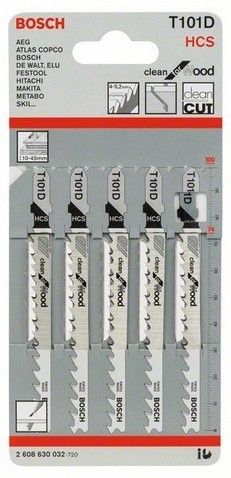 Изображение товара Пилки для лобзика Bosch T101D, 74мм, 5 шт (2608630032)