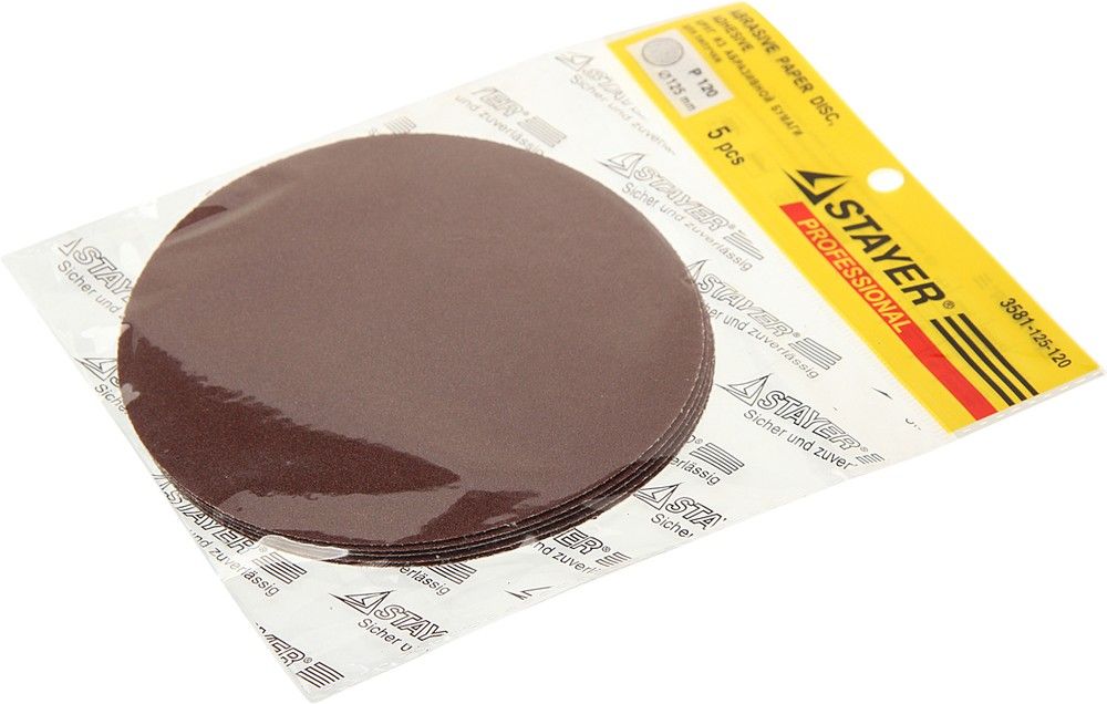 Круг шлифовальный самозацепляющийся без отверстий Stayer Prof, 5 шт - фото
