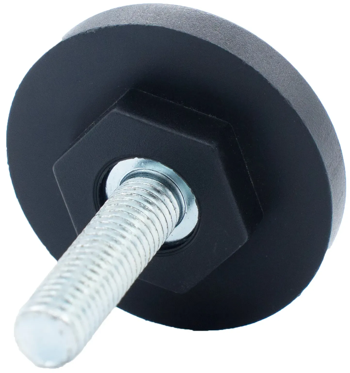 Опора регулируемая с круглым основанием 40 мм и резьбовым стержнем М8х30 40М8-30ЧН, пластик, черная (RAL 9005)  - фото