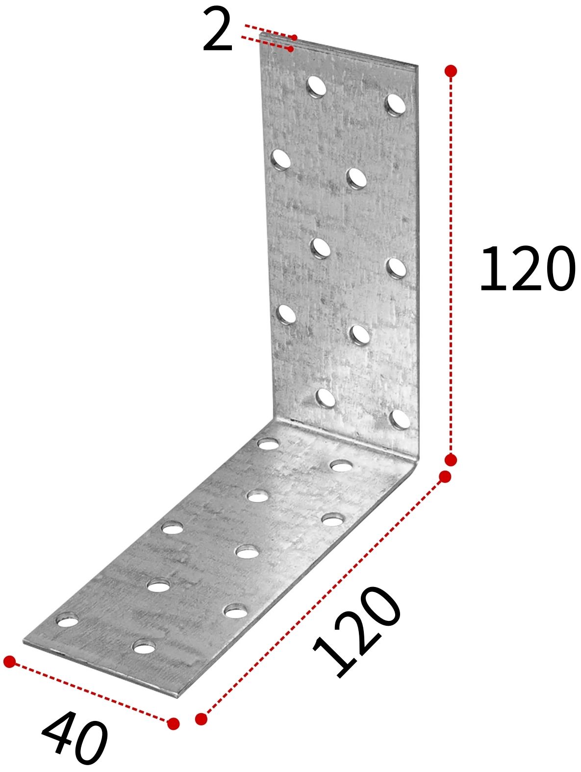 Уголок крепежный 120х120х40 мм, горячий цинк - фото