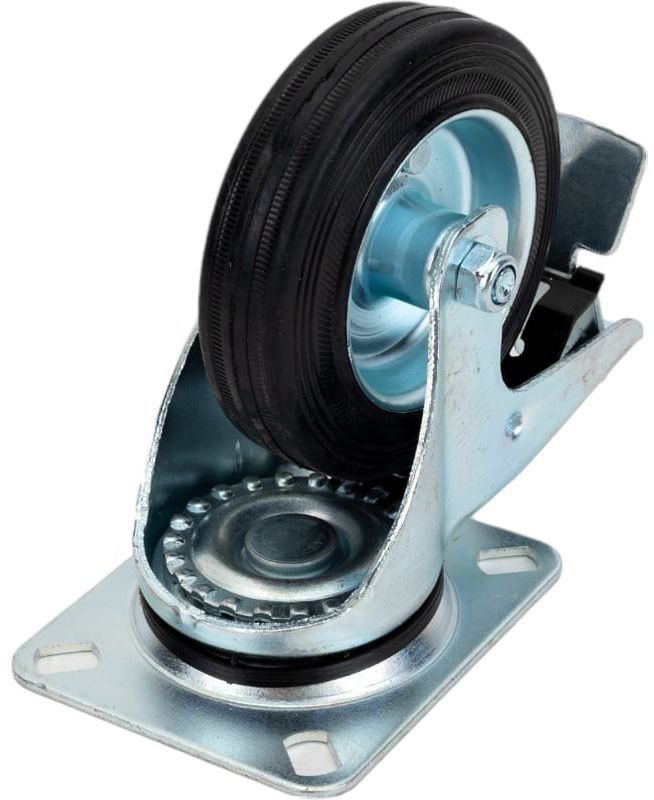 Колесо резиновое поворотное усиленное с тормозом SRCB TOR - фото