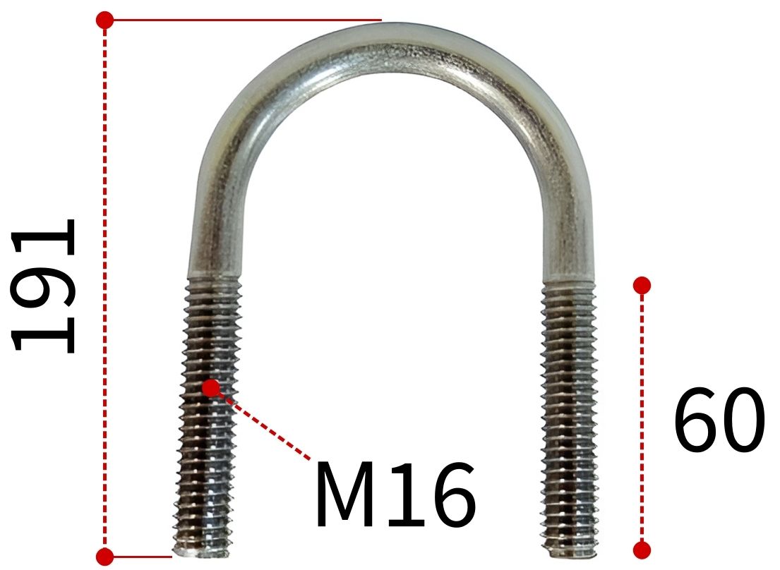 Скоба U-образная 148 под трубу диаметром 125 мм DIN 3570 form A, нержавеющая сталь А4 - фото