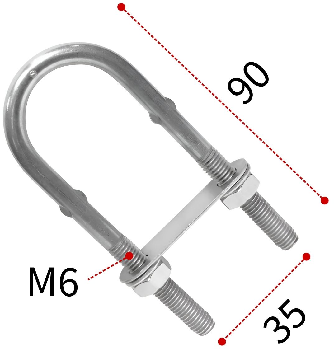 Болт-скоба U-образная М6х90 мм 8230, нержавеющая сталь А2 - фото