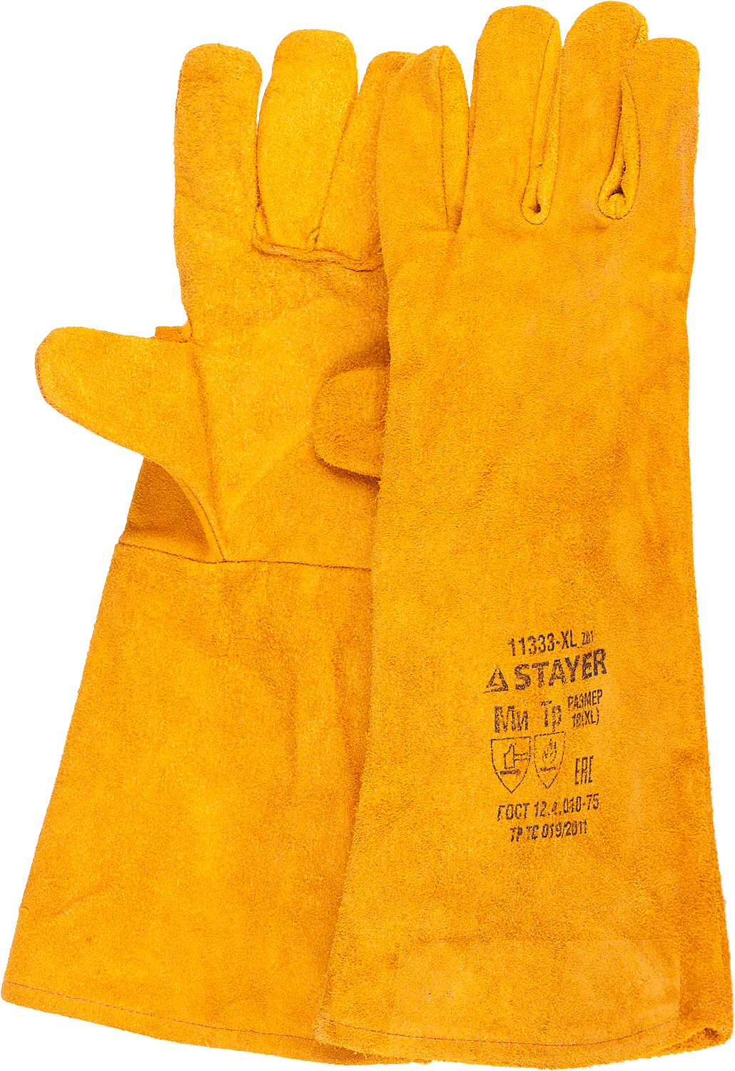 Краги термостойкие спилковые с подкладкой 400 мм XL (10) для сварки и механических работ Professional Stayer 11333-XL - фото