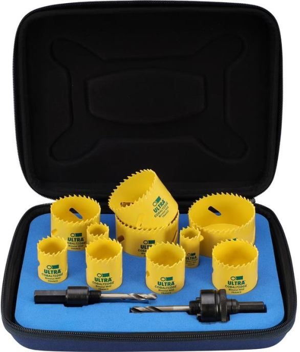 Набор коронок Bi-metall 19 - 68 мм зубья HSSE-Co8 5,5 TPI Ultra SCY 3627, 12 предметов - фото