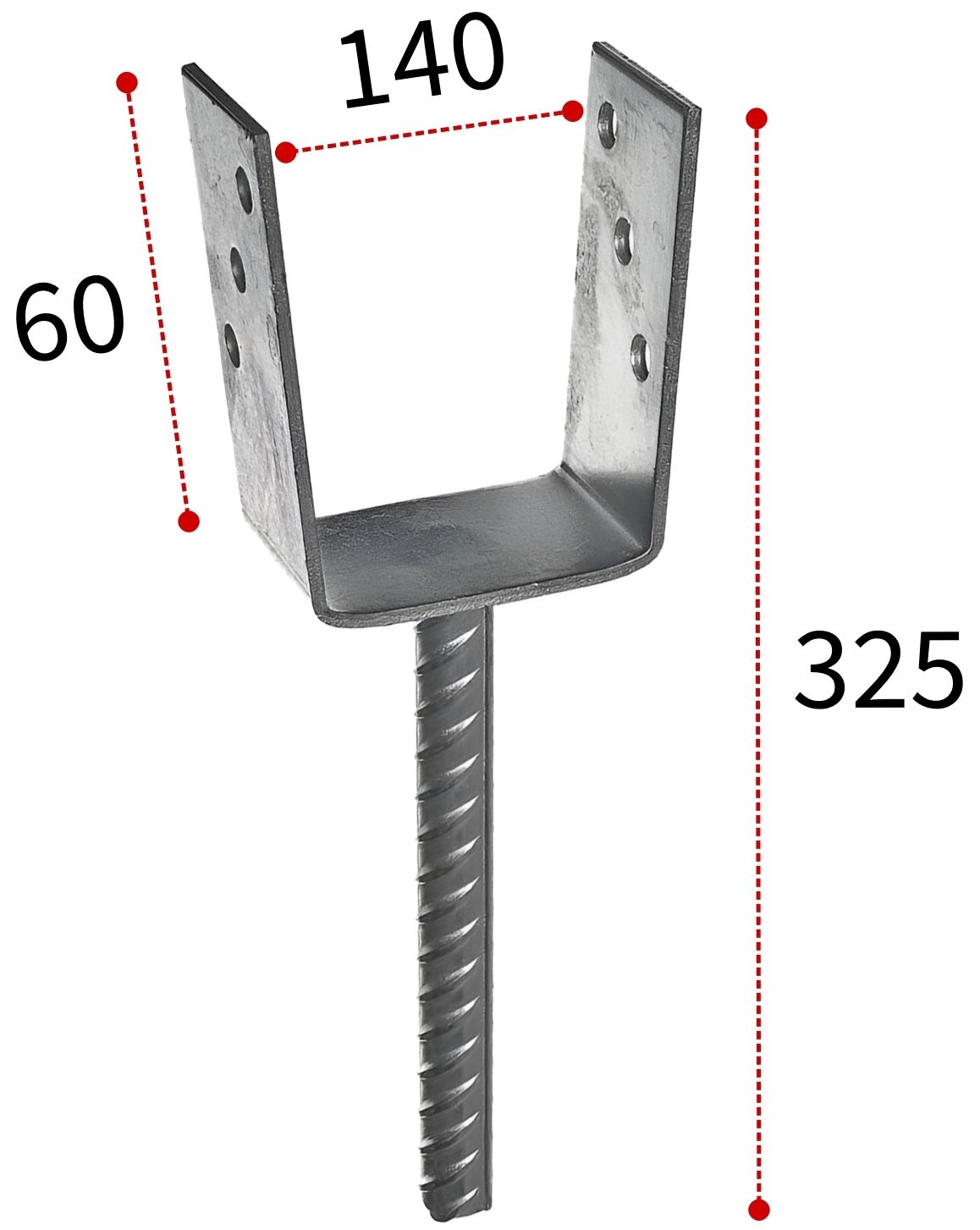 Анкерное основание столба 140х325х60 мм тип U PSU - фото