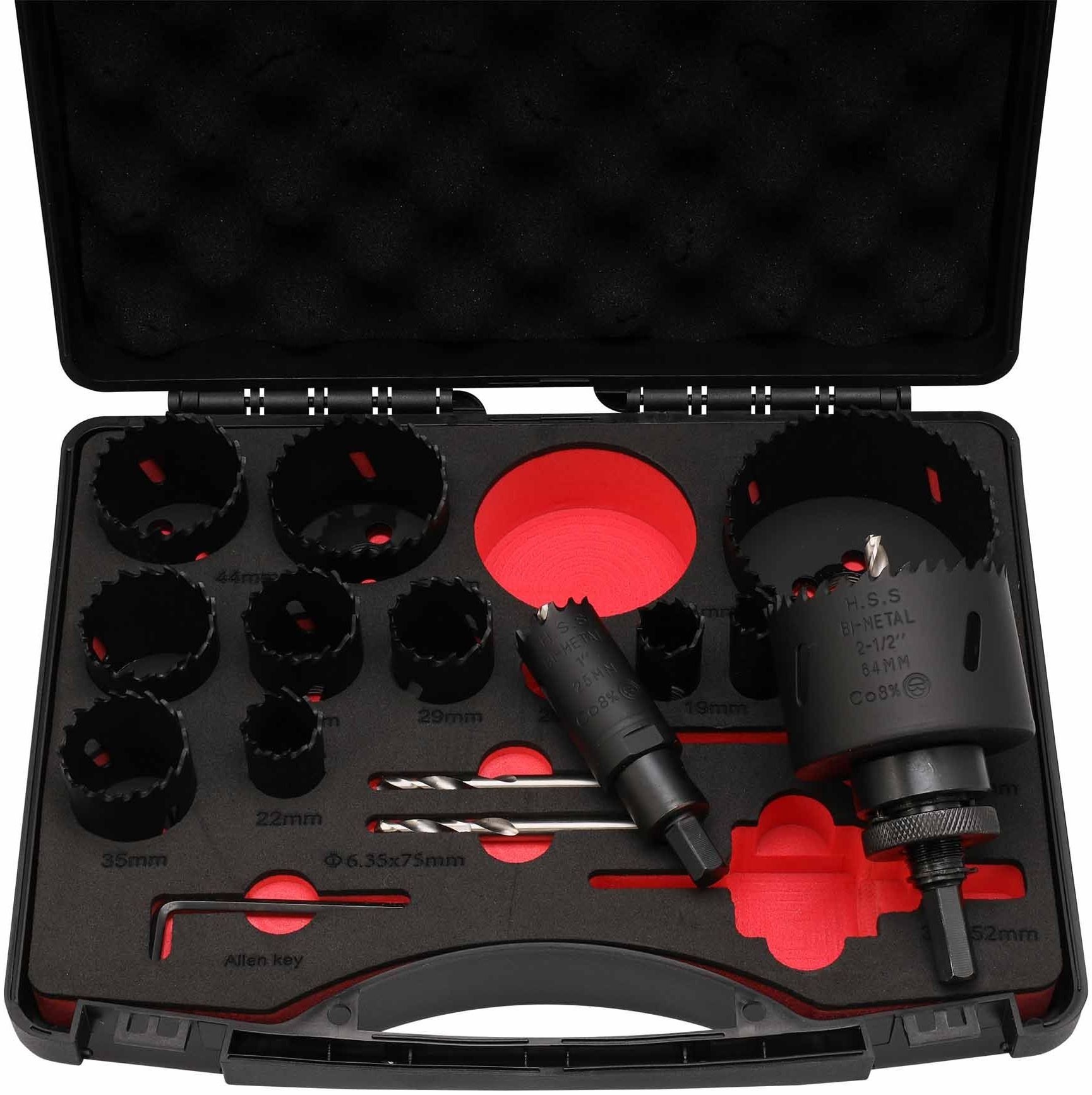 Набор коронок 16-76 мм HSSE-Co8 Master-Tool 1014301010012, биметаллические, 17 предметов - фото