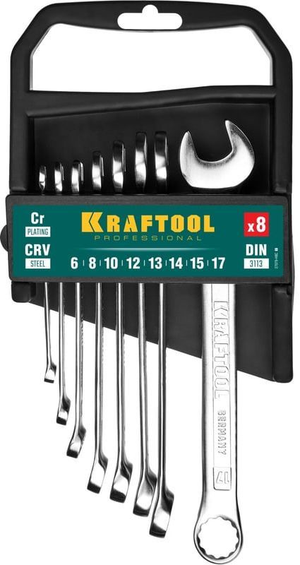Набор ключей гаечных комбинированных 6-17 мм Kraftool 27079-H8C_z01, 8 предметов - фото