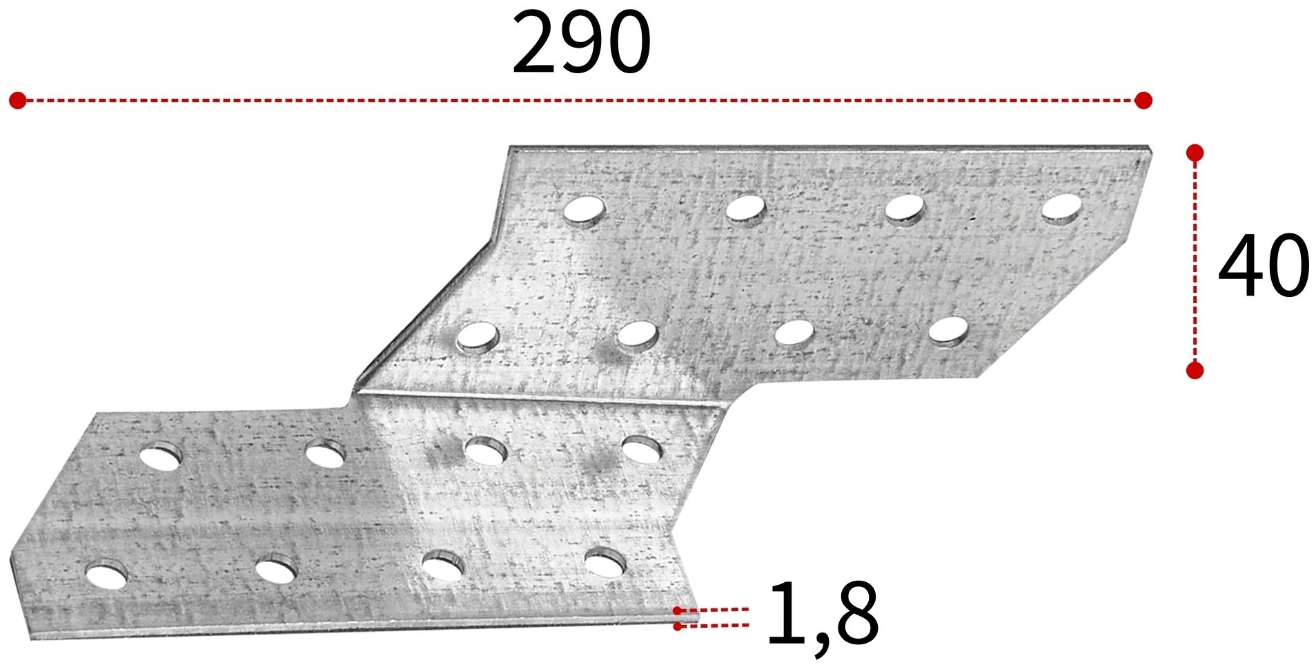 Держатель балки DBП правый 290х40х40х1,8 мм, оцинкованная сталь - фото