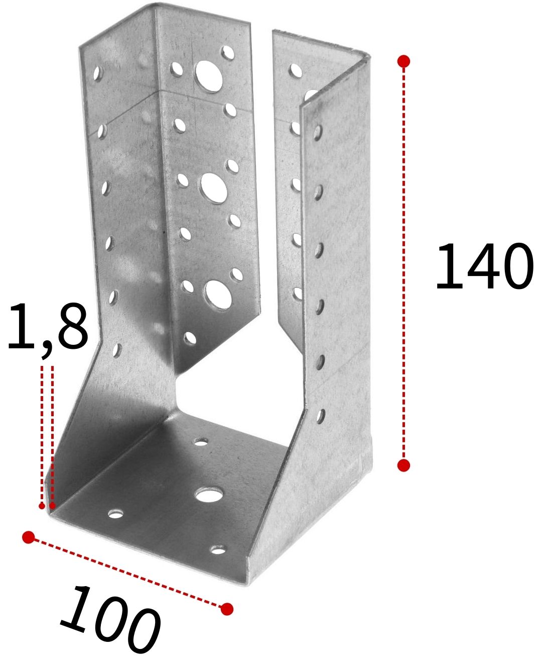 Закрытая опора бруса 100х140х1,8 OBR Z СПК, оцинкованная сталь - фото