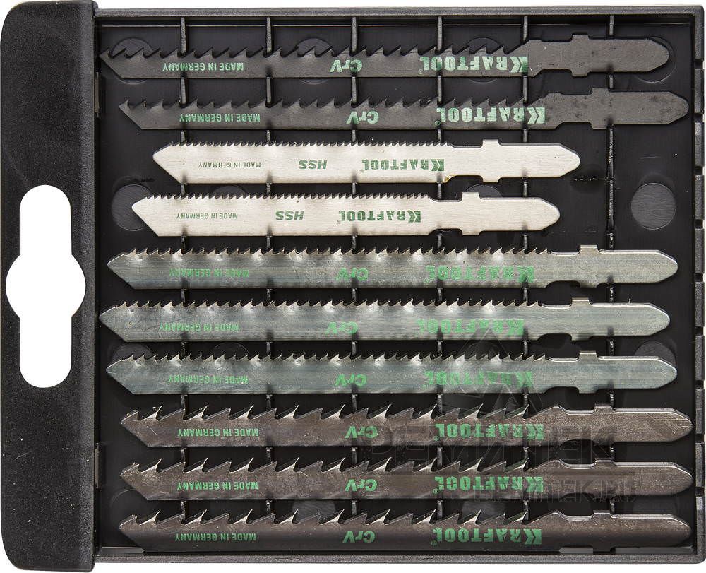 Набор полотен по дереву и металлу для электролобзика HSS/CrV Kraftool 159590-H10, 10 шт - фото