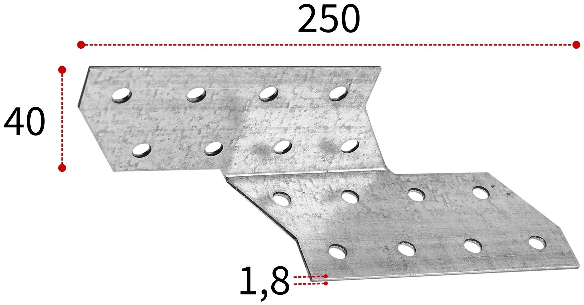 Держатель балки DBЛ левый 250х40х40х1,8 мм, оцинкованная сталь - фото