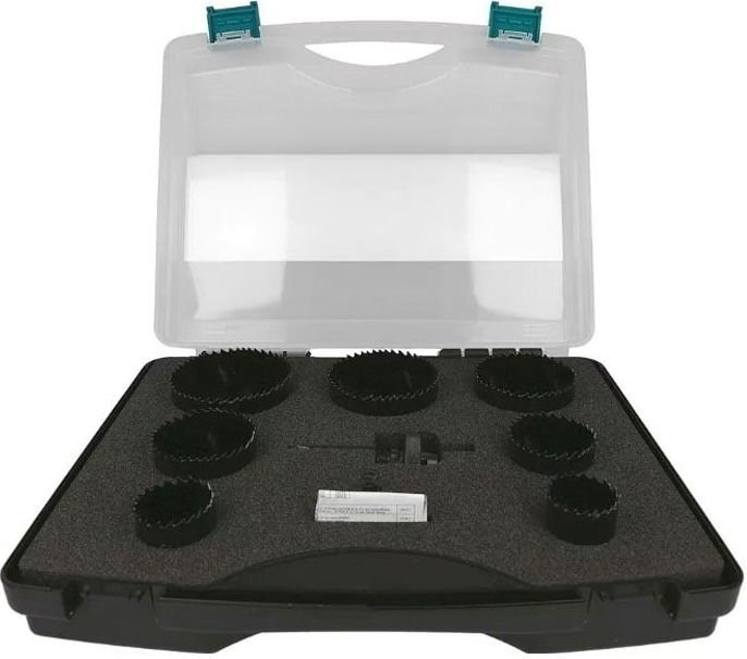 Набор коронок универсальных 35, 40, 50, 60, 68, 76, 83 мм Heller BiMetall 26015, 10 предметов в кейсе - фото